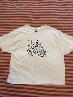 Gildan Cream Heavy Cotton Tee with Black Tag Print